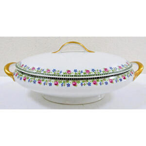 Antique Union Ceramique (UC) France Limoges Porcelain Covered Serving Bowl
